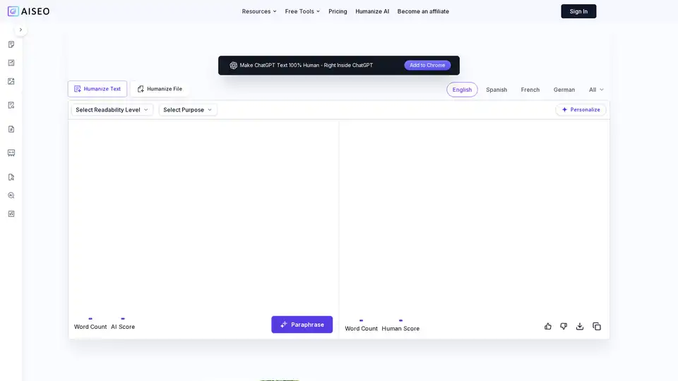 AISEO Paraphrasing Tool