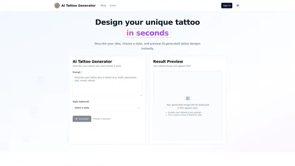 AI Tattoo Generator