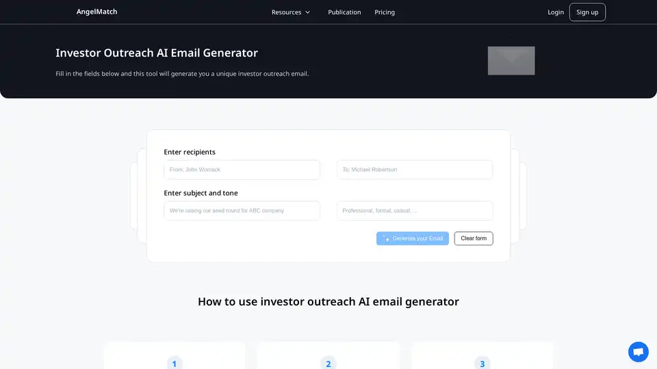 Angel Match Investor Outreach AI Email Generator