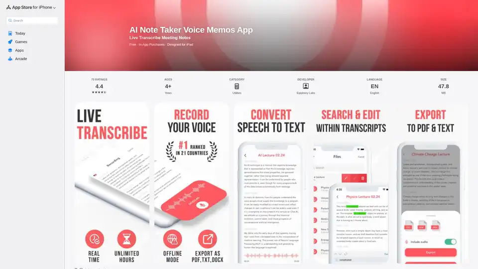 AI Note Taker Voice Memos App