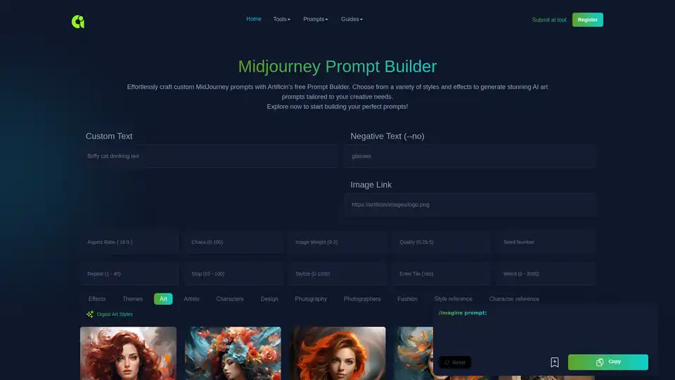 Midjourney Prompt Builder