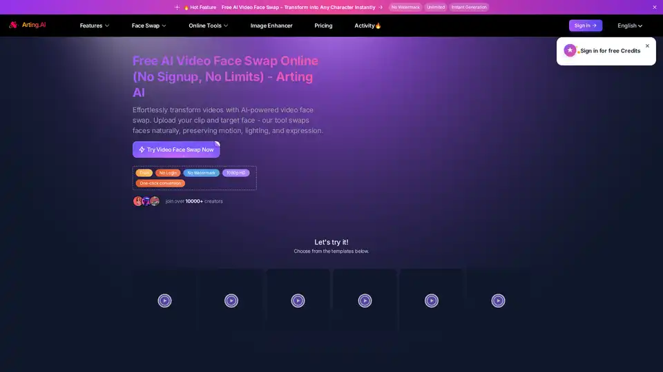 Arting.AI Video Face Swap