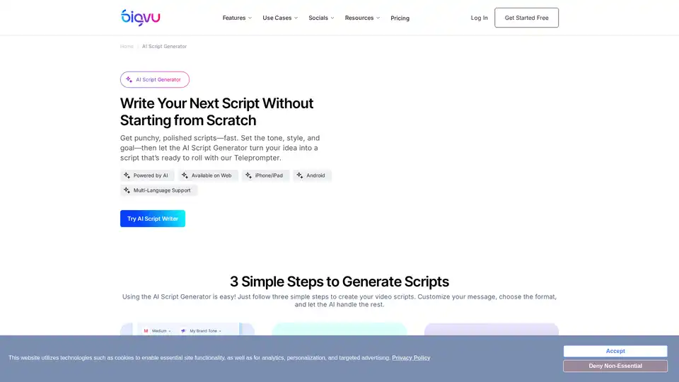 BIGVU AI Script Generator