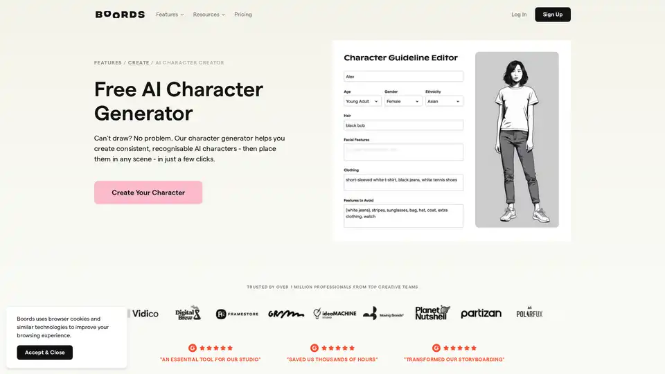Boords AI Character Generator