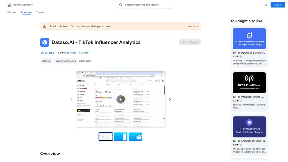 Dataso.AI - TikTok Influencer Analytics