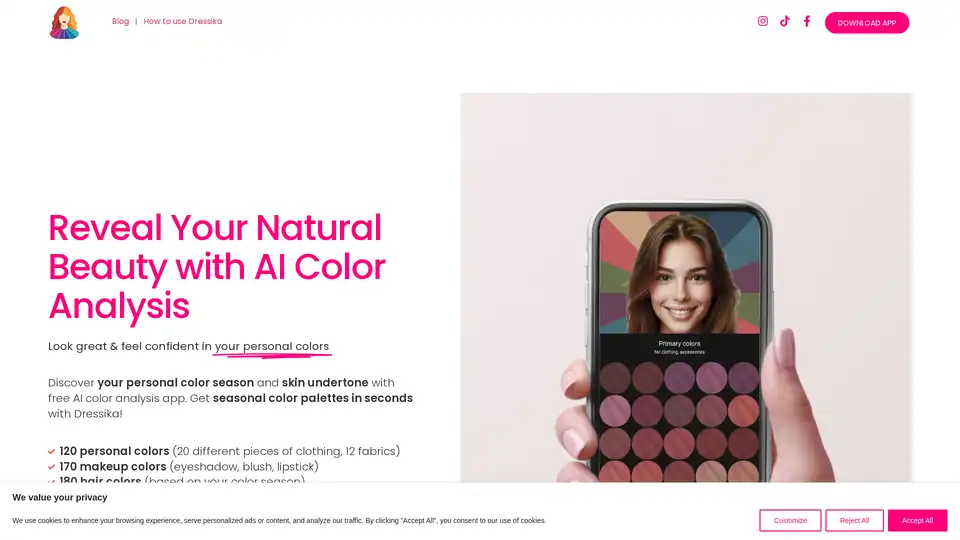 Dressika AI Color Analysis app