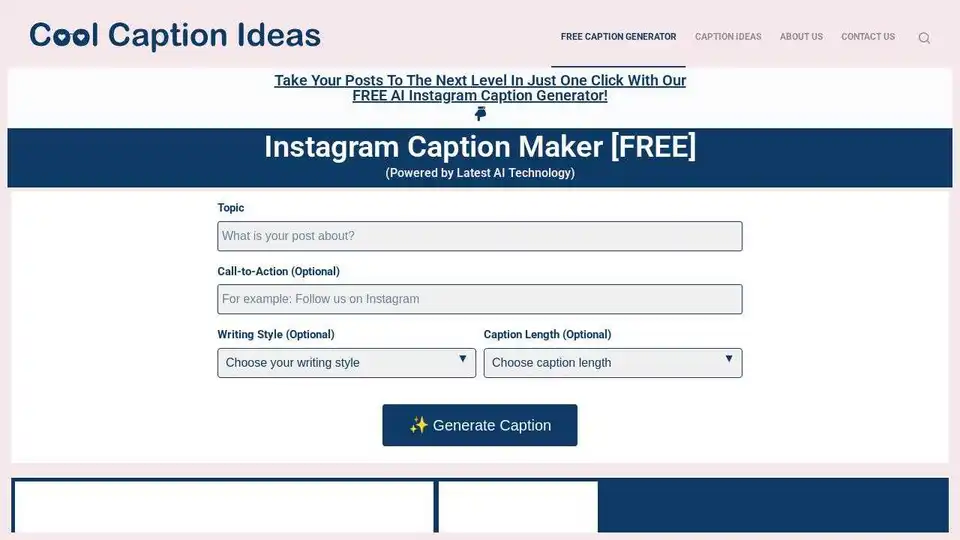 FREE AI Instagram Caption Generator