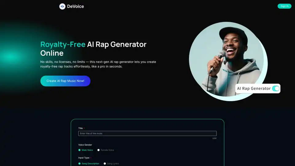 DeVoice AI Rap Generator