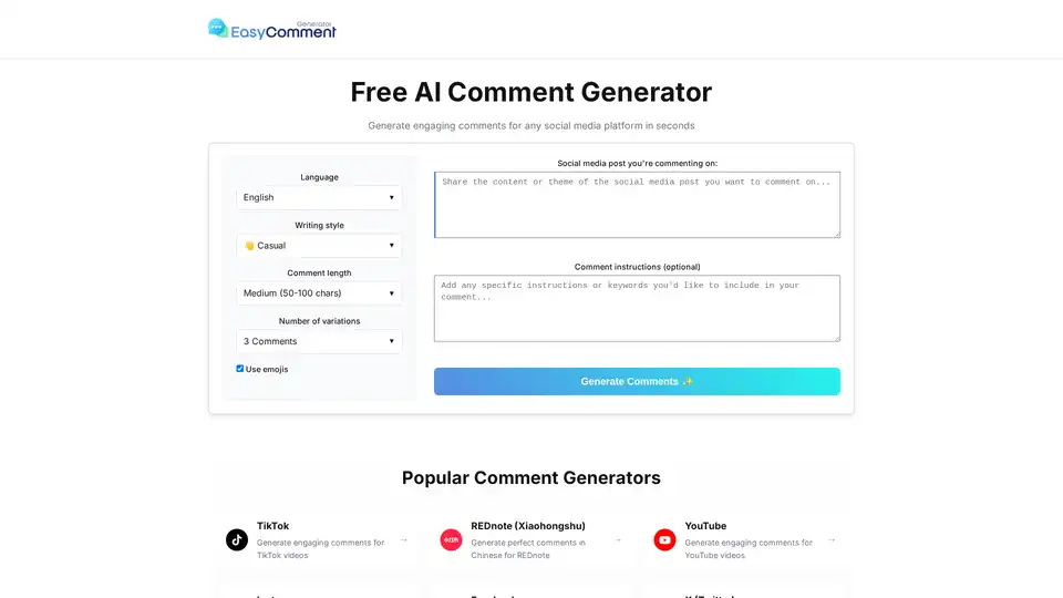 Free AI Comment Generator