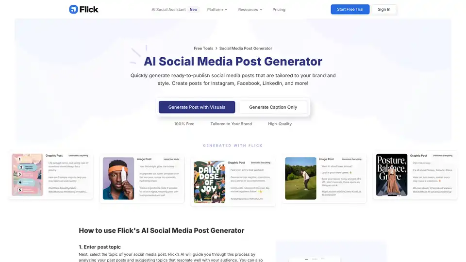 Flick's AI Social Media Post Generator
