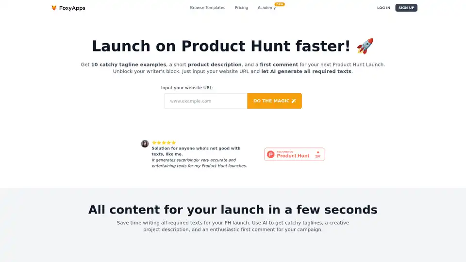 AI-Powered Product Hunt Launcher by FoxyApps