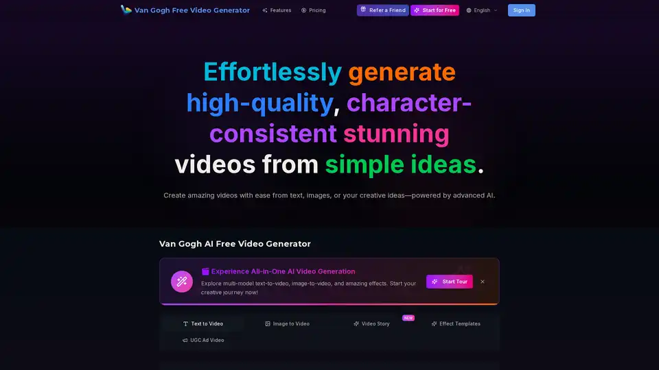 Van Gogh Free AI Video Generator