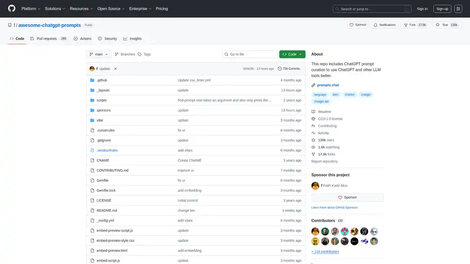 Awesome ChatGPT Prompts