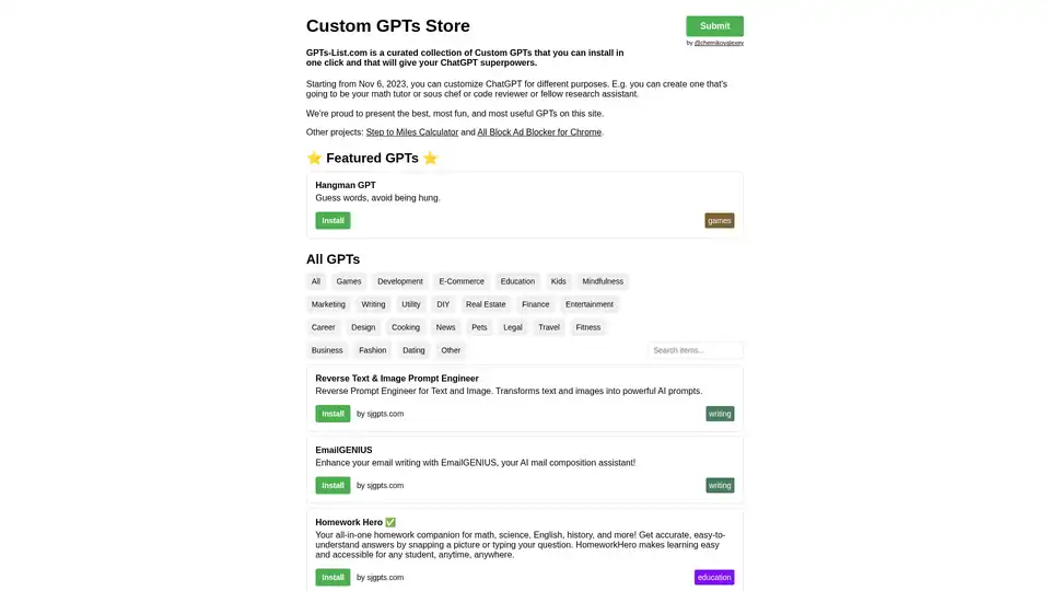 Custom GPTs Store