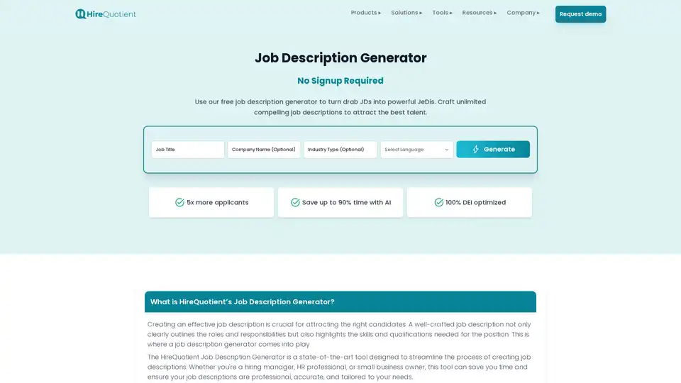 HireQuotient Job Description Generator
