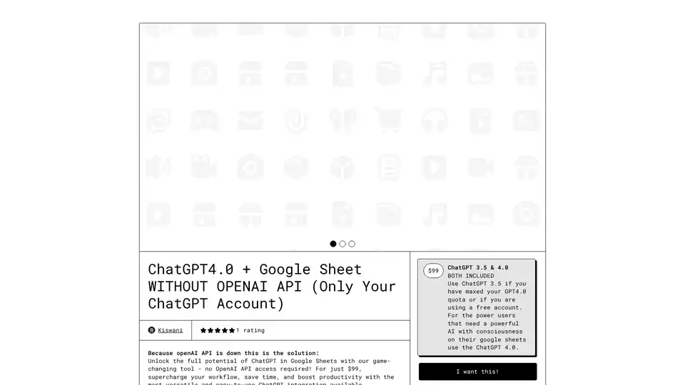 ChatGPT4.0 + Google Sheet WITHOUT OPENAI API