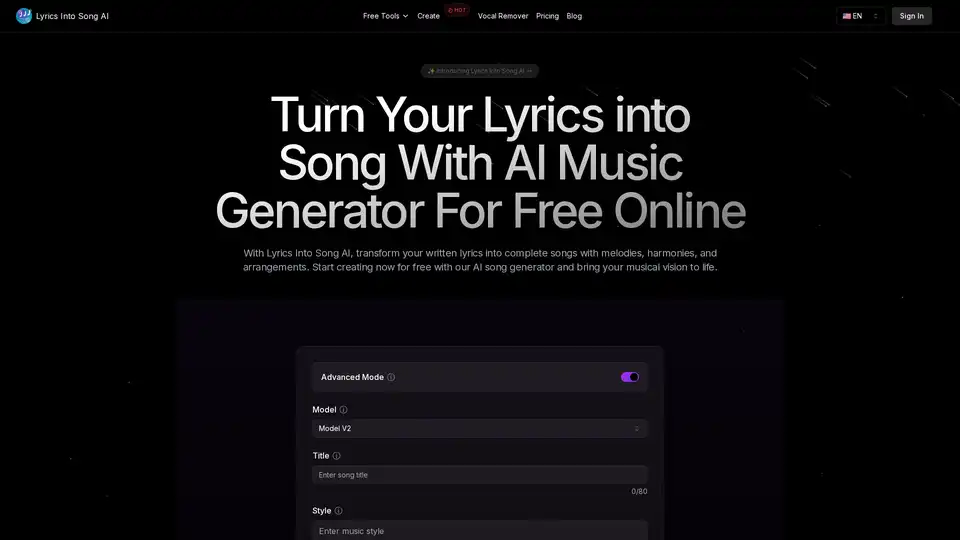 Lyrics Into Song AI