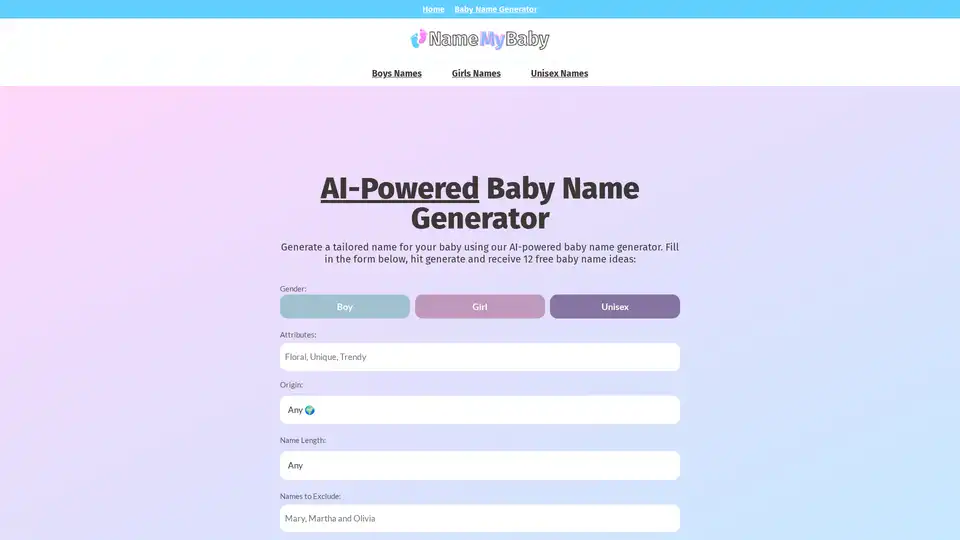 AI-Powered Baby Name Generator