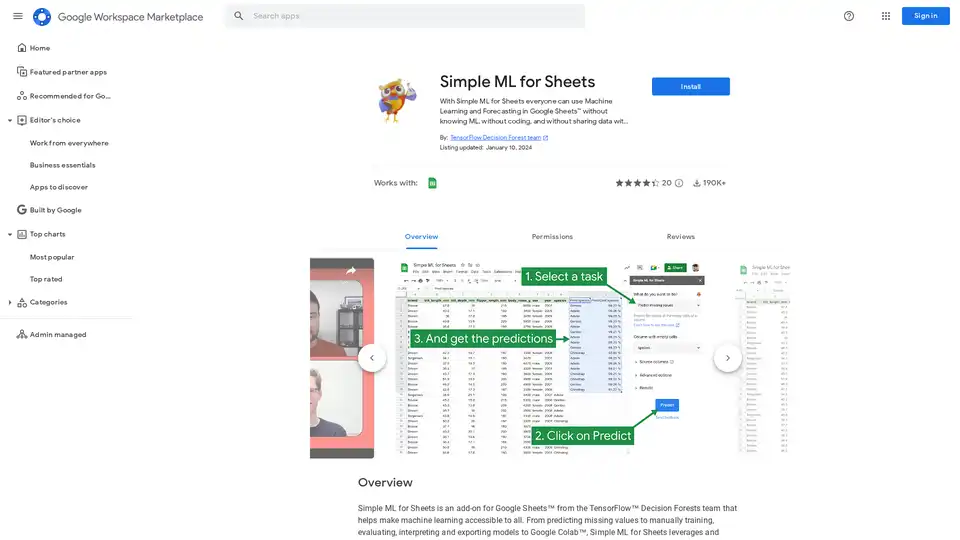 Simple ML for Sheets