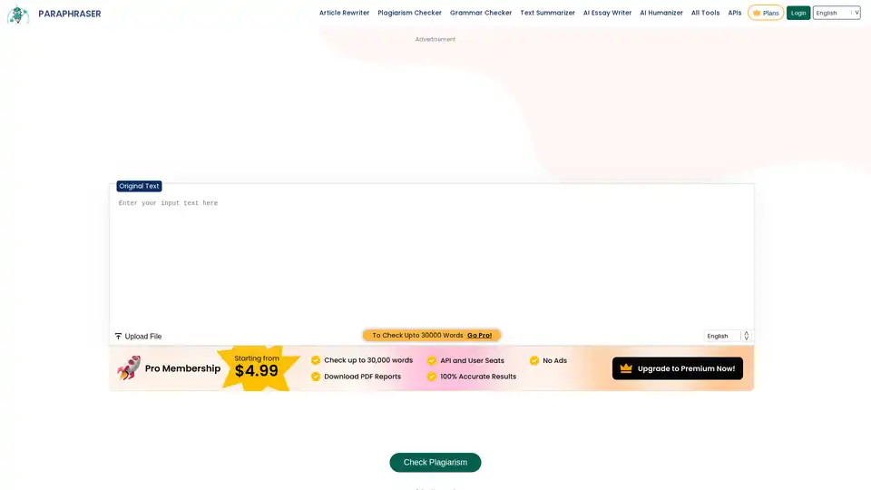 Paraphraser.io Plagiarism Checker