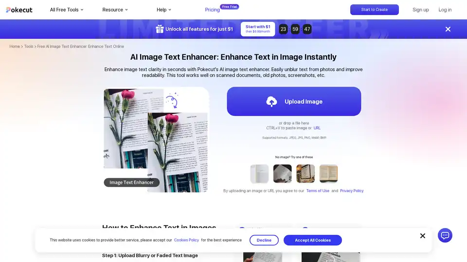Pokecut AI Image Text Enhancer