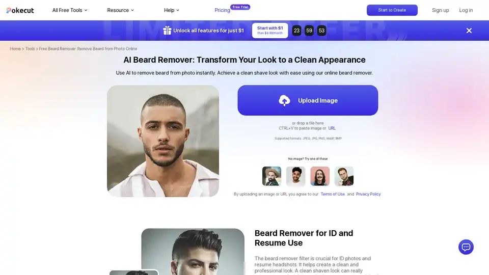 Pokecut AI Beard Remover