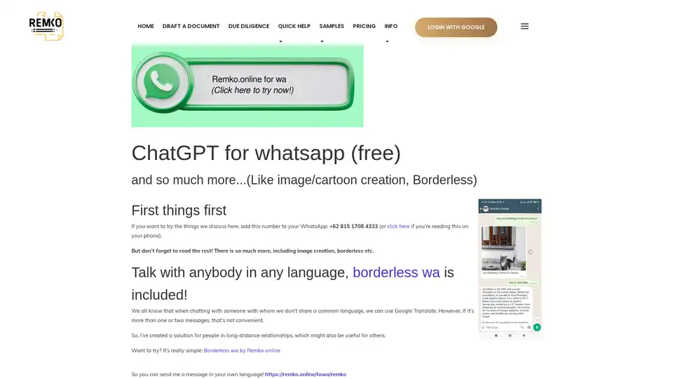 ChatGPT for WhatsApp