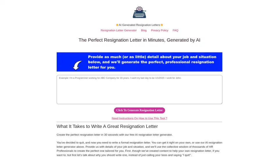 AI Resignation Letter Generator
