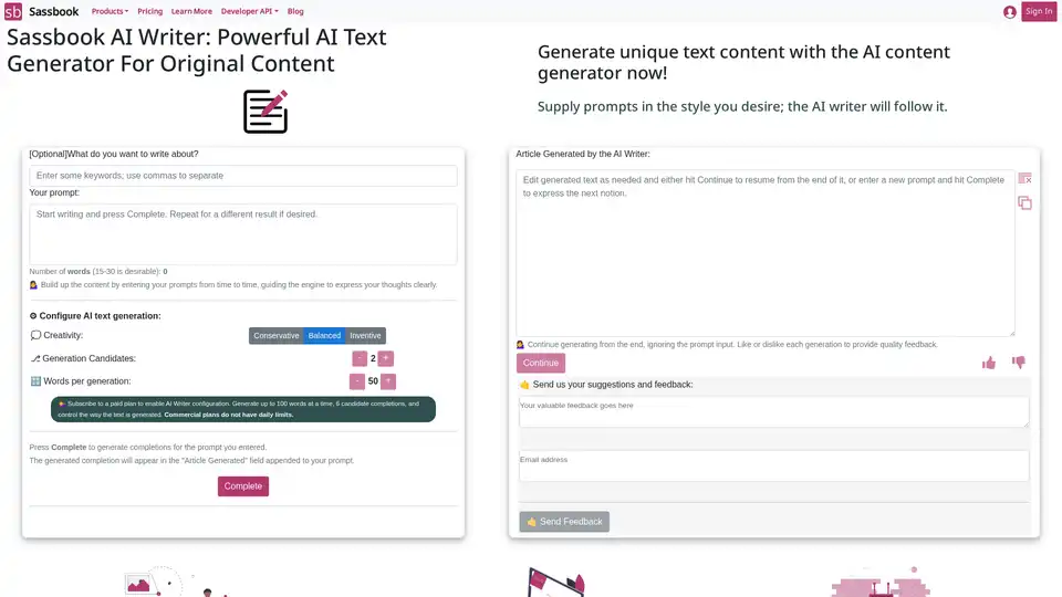 Sassbook AI Writer