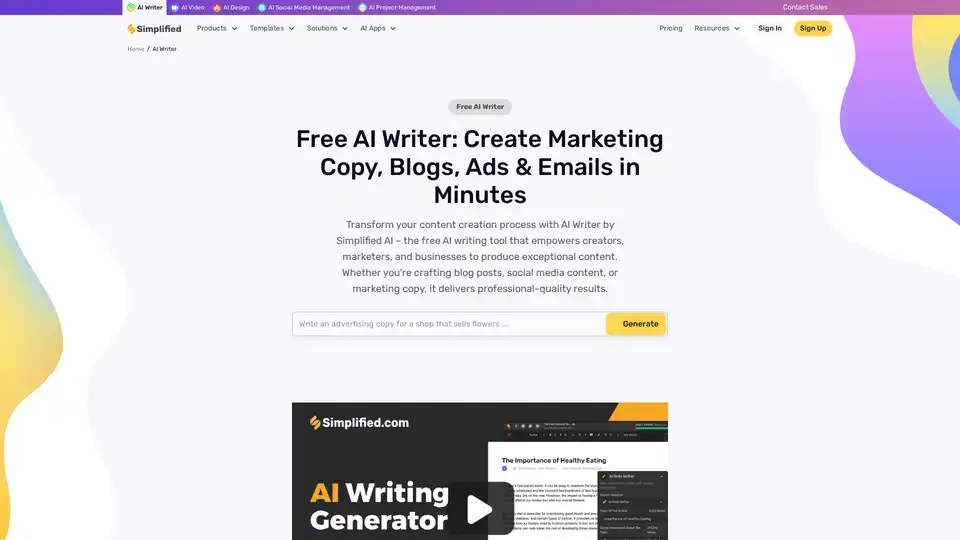 Simplified AI Writer