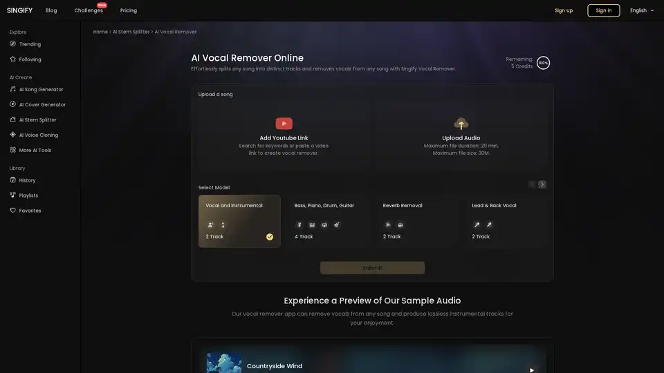 Singify Vocal Remover