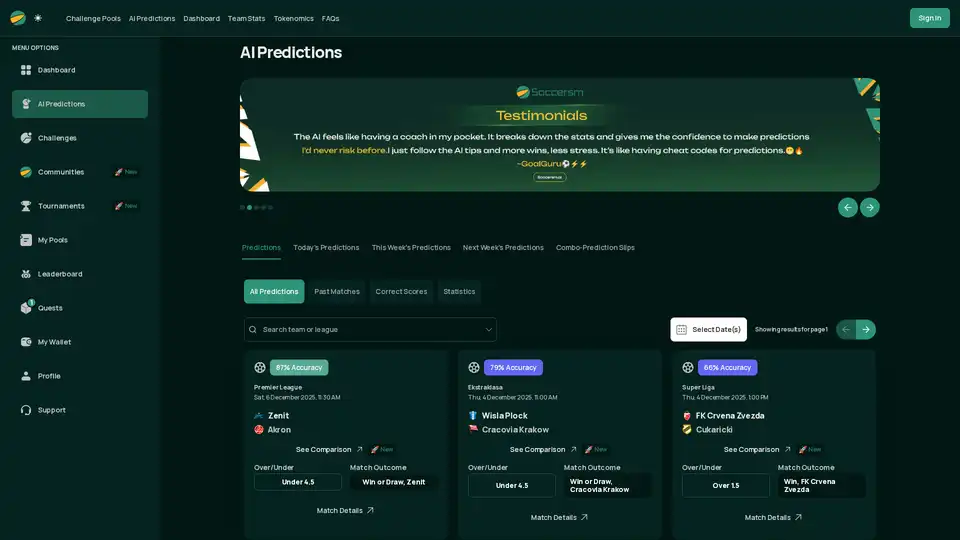 Soccersm AI Predictions