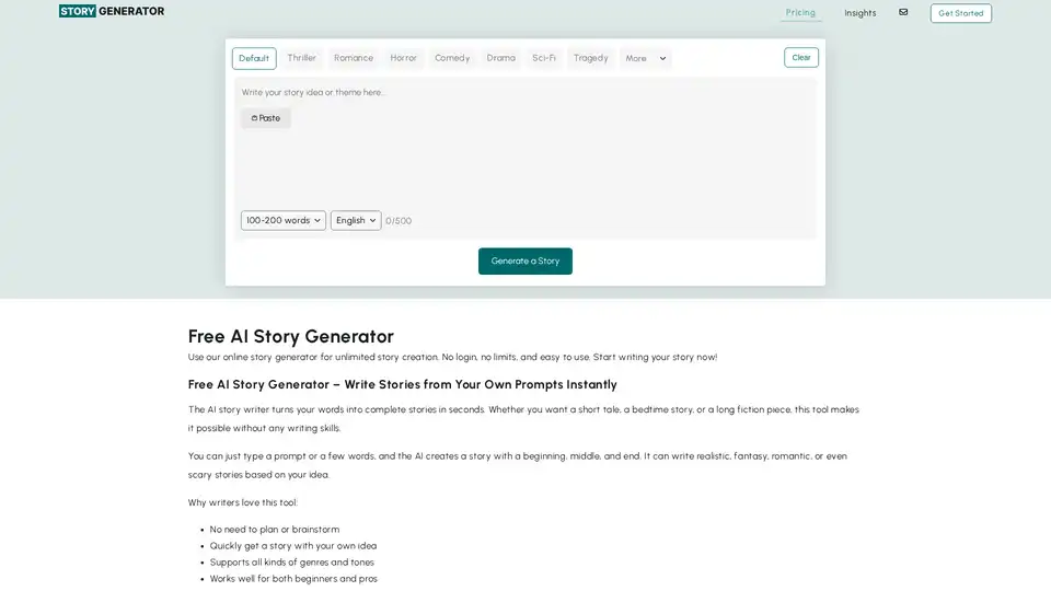 Free AI Story Generator