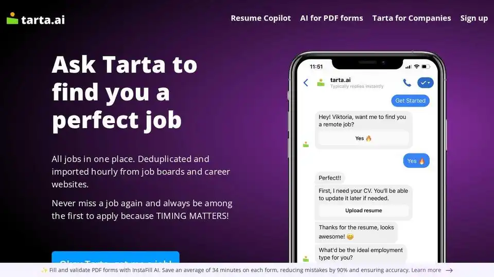 Tarta.ai Job Search Assistant