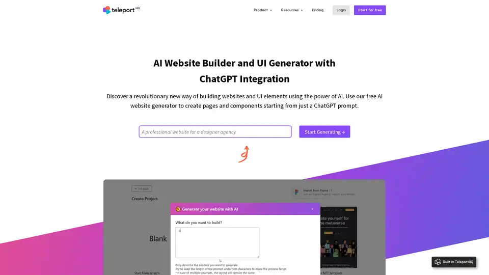 TeleportHQ AI Website Builder