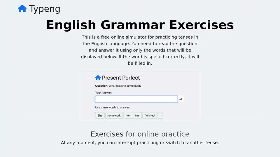 Typeng English Grammar Exercises