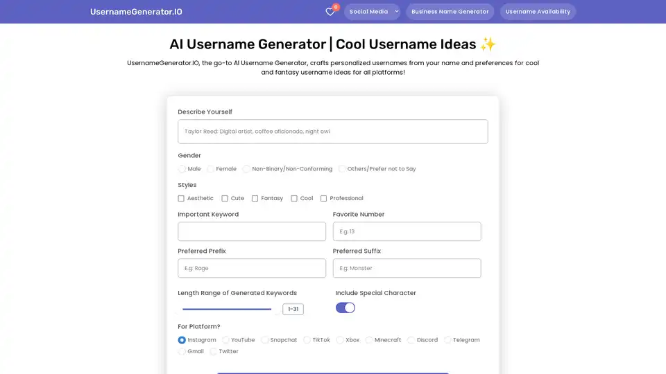 UsernameGenerator.IO