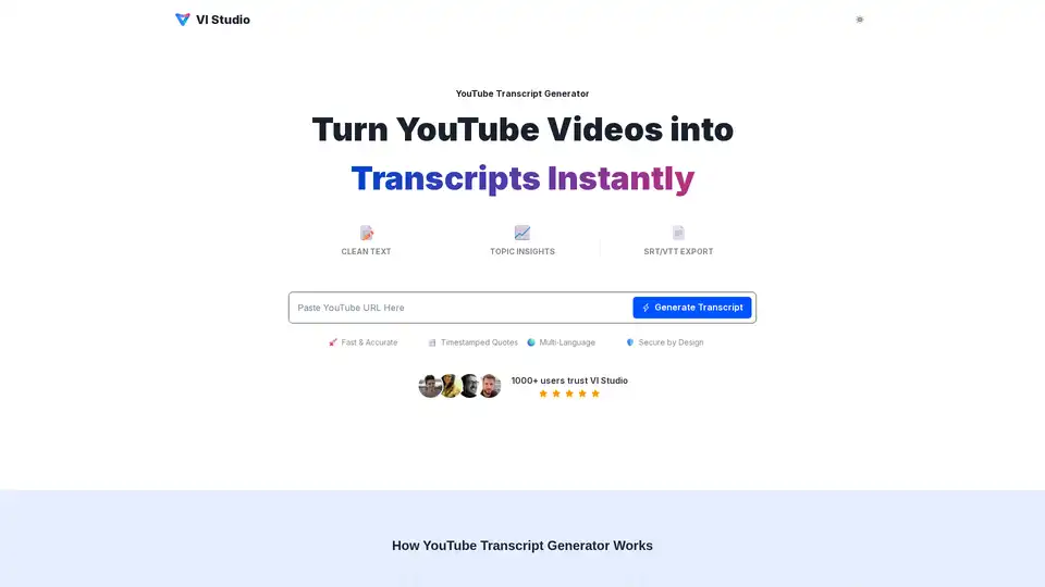 VI Studio YouTube Transcript Generator