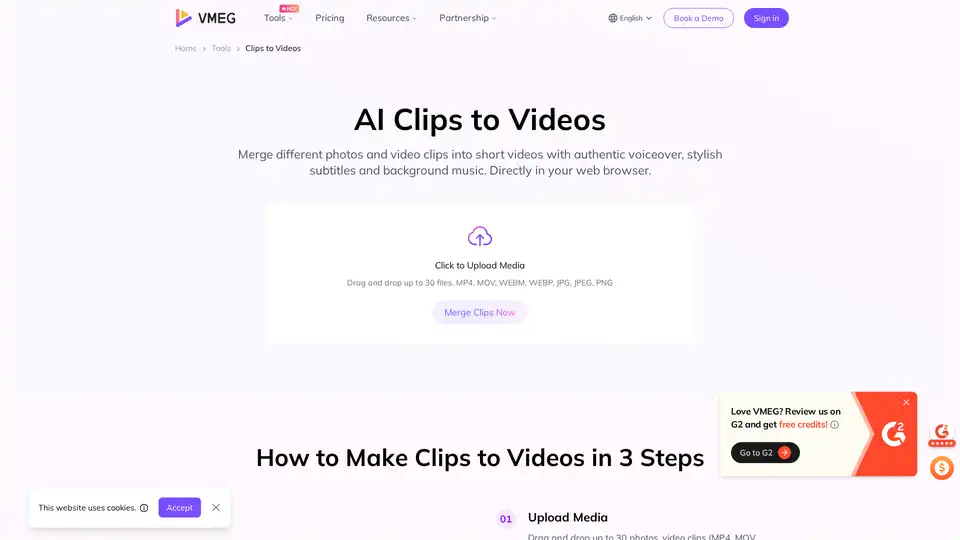 VMEG AI Clips to Videos
