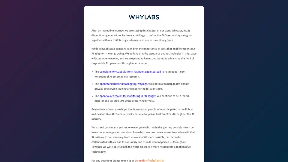 WhyLabs AI Control Center
